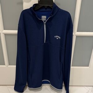 Callaway Men's Fleece Quarter-Zip Golf Base Layer-Deep Blue-Large